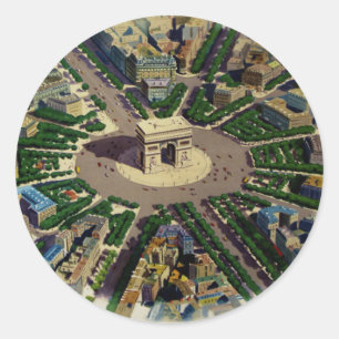 Vintage Arc de Triomphe Paris Classic Round Sticker