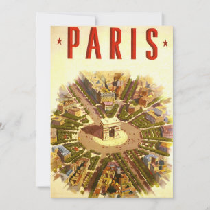Vintage Arc de Triomphe, Paris, France Travel Art Invitation