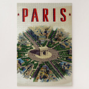 Vintage Arc de Triomphe Paris Illustration Jigsaw Puzzle