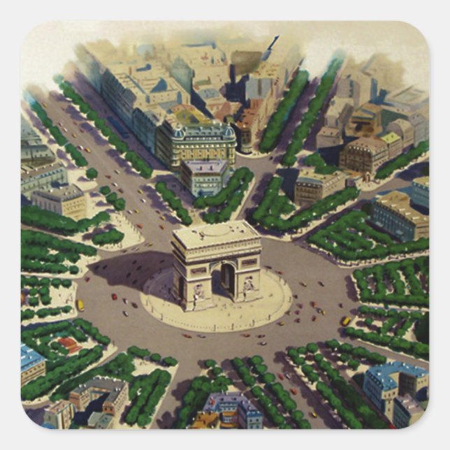 Vintage Arc de Triomphe Paris Square Sticker (Front)