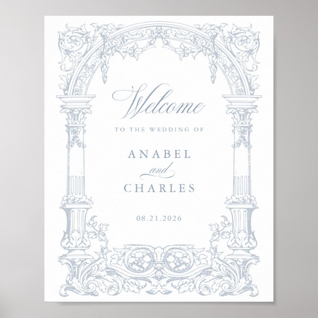 Vintage Arch Vines Frame Wedding Welcome Poster (Front)