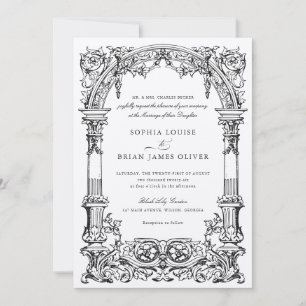 Vintage Arch Vines Ornament Frame Elegant Kraft Invitation