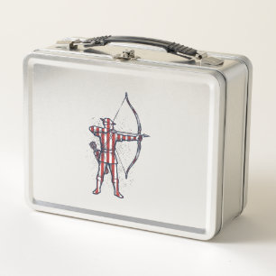 Vintage Archer American Flag Bow Hunting Shirt_1 Metal Lunch Box