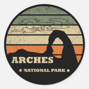 Vintage Arches National Park - Moab - Utah  Classic Round Sticker