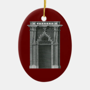 Vintage Architectural Element, Gothic Doorway Ceramic Ornament