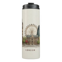 Vintage Architectural London Skyline Illustration