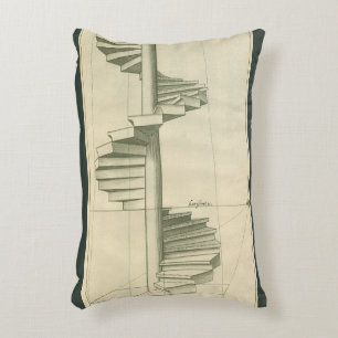 Vintage Architectural Stairs, Spiral Staircase Decorative Cushion