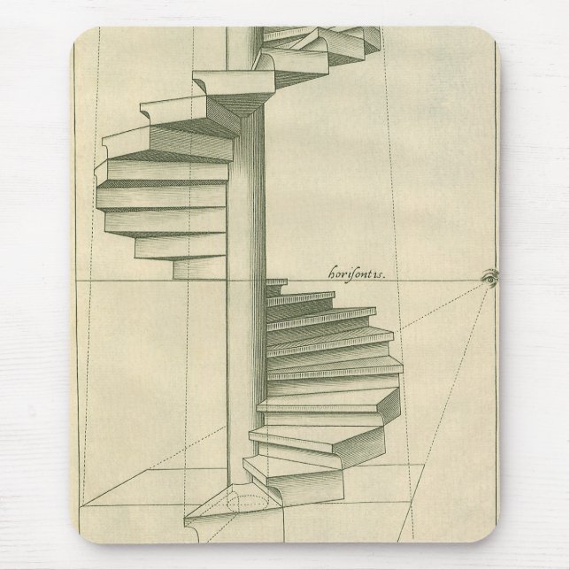 Vintage Architectural Stairs, Spiral Staircase Mouse Pad (Front)