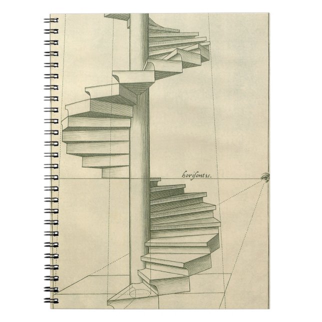 Vintage Architectural Stairs, Spiral Staircase Notebook (Front)