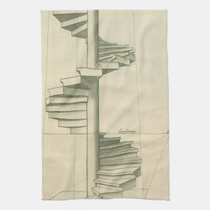 Vintage Architectural Stairs, Spiral Staircase Tea Towel