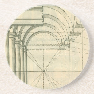 Vintage Architecture, Arches Columns Perspective Coaster