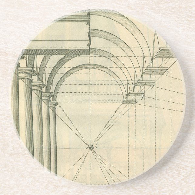 Vintage Architecture, Arches Columns Perspective Coaster (Front)