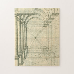 Vintage Architecture, Arches Columns Perspective Jigsaw Puzzle