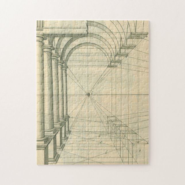 Vintage Architecture, Arches Columns Perspective Jigsaw Puzzle (Vertical)