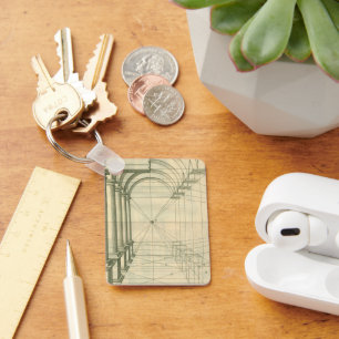 Vintage Architecture, Arches Columns Perspective Key Ring