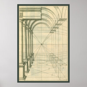 Vintage Architecture, Arches Columns Perspective Poster