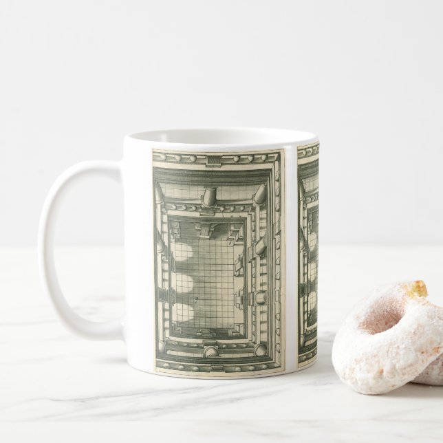 Vintage Architecture, Atrium Courtyard Perspective Coffee Mug (With Donut)
