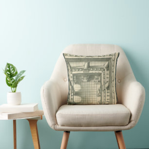 Vintage Architecture, Atrium Courtyard Perspective Cushion
