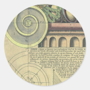Vintage Architecture; Capital Volute by Vignola Classic Round Sticker