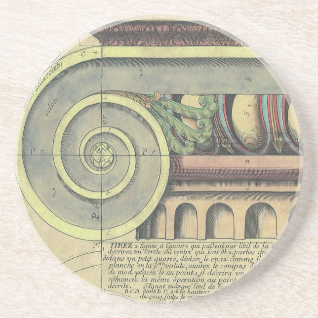 Vintage Architecture; Capital Volute by Vignola Coaster (Front)