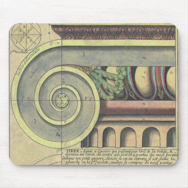 Vintage Architecture; Capital Volute by Vignola Mouse Pad (Front)