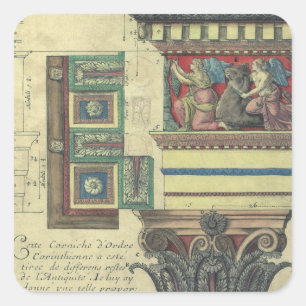 Vintage Architecture, Column with Cornice Moulding Square Sticker