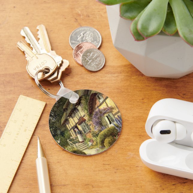 Vintage Architecture, Country Cottage House Key Ring (Desk)