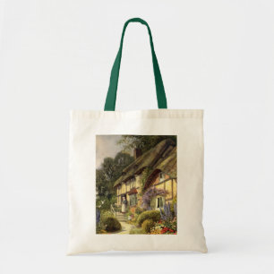 Vintage Architecture, Country Cottage House Tote Bag