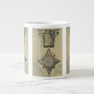 Vintage Architecture, Decorative Capital Crown Large Coffee Mug