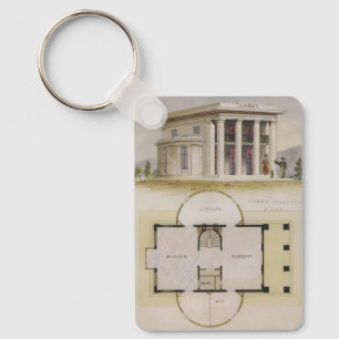 Vintage Architecture, Floor Plan and Greek Villa Key Ring