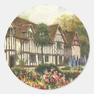 Vintage Architecture Formal Garden English Cottage Classic Round Sticker