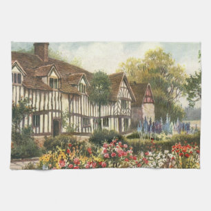 Vintage Architecture Formal Garden English Cottage Tea Towel
