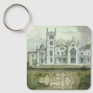 Vintage Architecture, French Chateau Floor Plans Key Ring