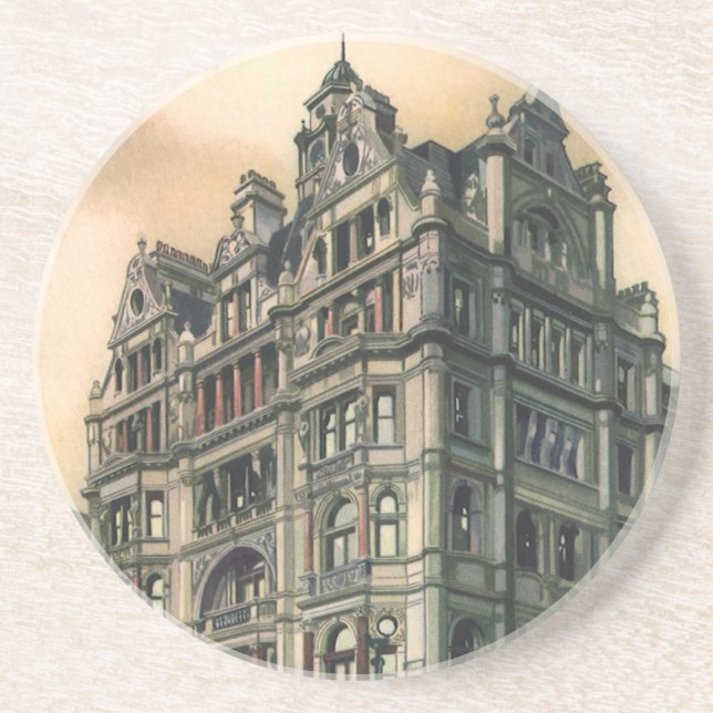 Vintage Architecture Queens Hotel Leicester Square Coaster (Front)