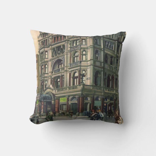 Vintage Architecture Queens Hotel Leicester Square Cushion (Front)
