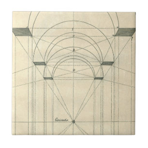 Vintage Architecture, Renaissance Arch Perspective Ceramic Tile