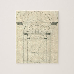 Vintage Architecture, Renaissance Arch Perspective Jigsaw Puzzle