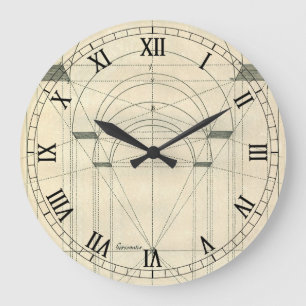 Vintage Architecture, Renaissance Arch Perspective Large Clock