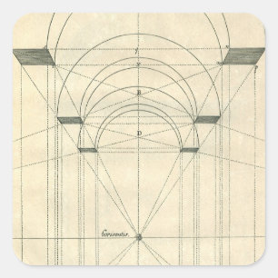 Vintage Architecture, Renaissance Arch Perspective Square Sticker