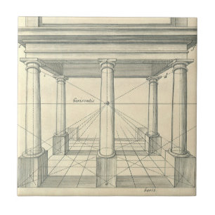Vintage Architecture, Roman Portico with Columns Ceramic Tile