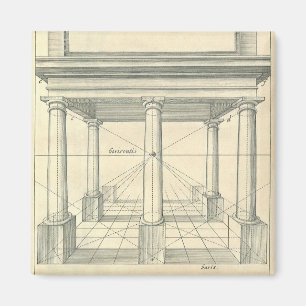 Vintage Architecture, Roman Portico with Columns Magnet