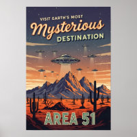 Vintage Area 51 Retro UFO Alien Travel