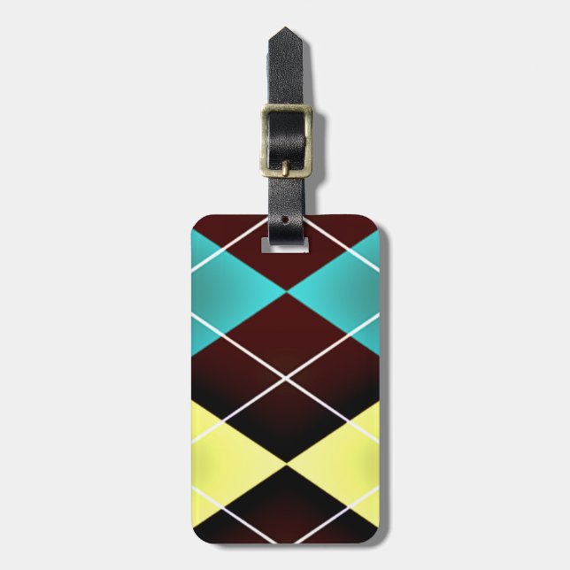 Vintage Argyle pattern Luggage Tag (Front Vertical)