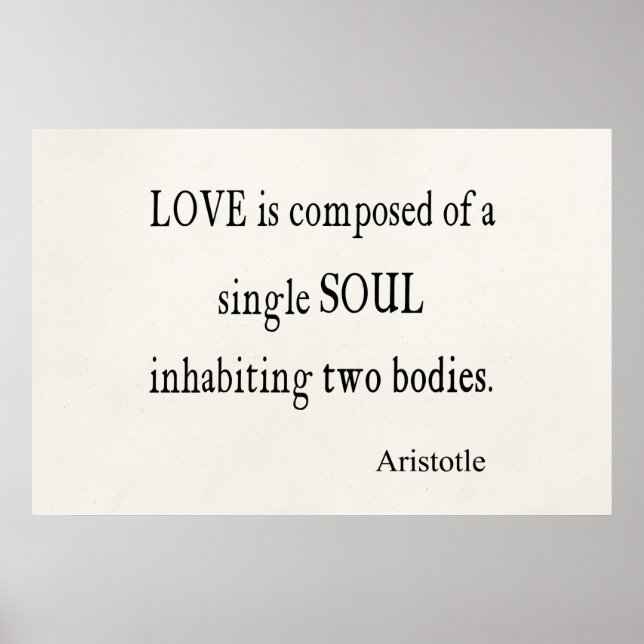 Vintage Aristotle Love Single Soul Quote Poster (Front)