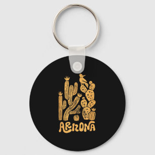 Vintage arizona desert cactus & roadrunner key ring