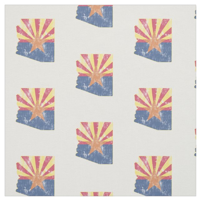 Vintage Arizona Flag State Outline Fabric (Swatch)