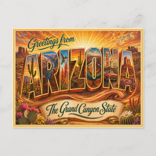 Vintage Arizona Greeting From Postcard (Front)