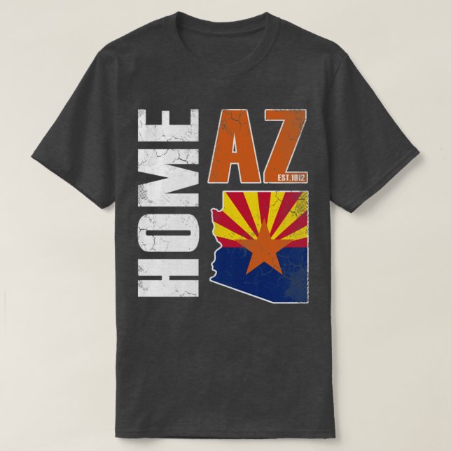 Vintage Arizona Home Flag Map Arizonian T-Shirt (Design Front)
