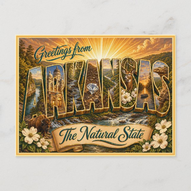 Vintage Arkansas Greeting From Postcard (Front)