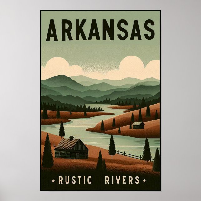 Vintage Arkansas Rustic Rivers Poster (Front)